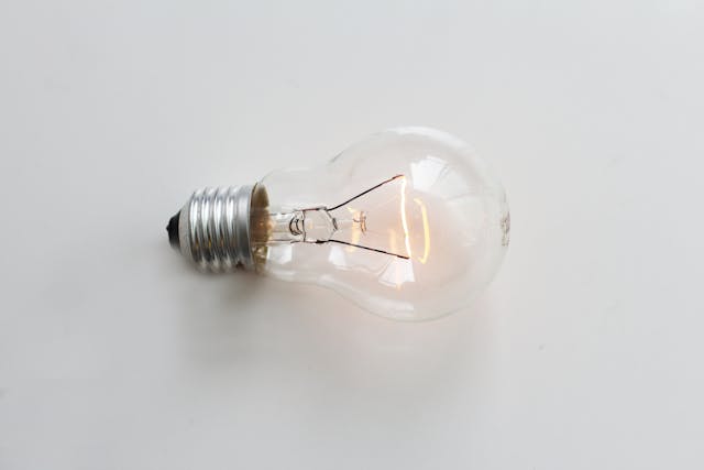 lightbulb on table