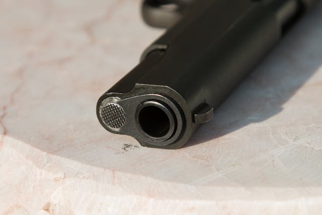 closeup of a gun barrel